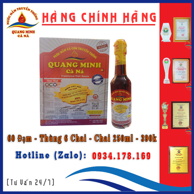 Nước Mắm Quang Minh Cà Ná 60 Đạm | Loại Đặc Biệt | Thùng 6 chai 250ml